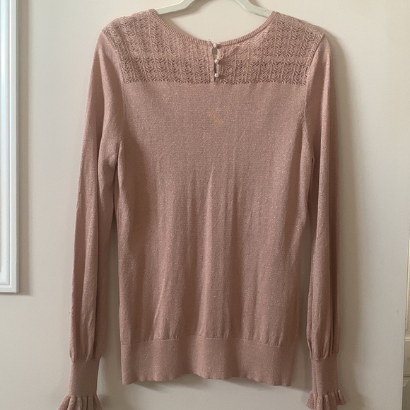 WHBM, Sz L, rose gold sweater with crochet stitch and frill detail. - Picture 6 of 9